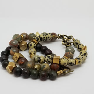 Snake Skin Jasper  Matt Spike (10mm ) Matt Toggle Bracelet