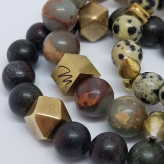 Snake Skin Jasper  Matt Spike (10mm ) Matt Toggle Bracelet