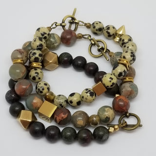 Snake Skin Jasper  Matt Spike (10mm ) Matt Toggle Bracelet