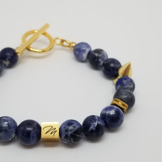 Sodalite (8mm) Little Spike 18k Gold plated Toggle Clasp