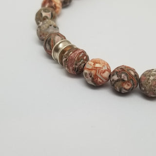 Leopard Jasper & Network Jasper(8mm) Gunmetal Lobster Clasp Bracelet