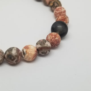 Leopard Jasper & Network Jasper(8mm) Gunmetal Lobster Clasp Bracelet