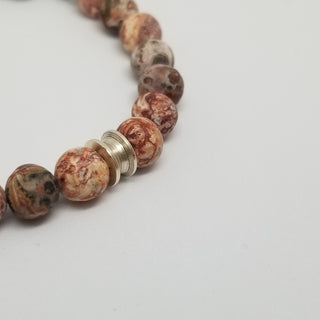 Leopard Jasper & Network Jasper(8mm) Gunmetal Lobster Clasp Bracelet