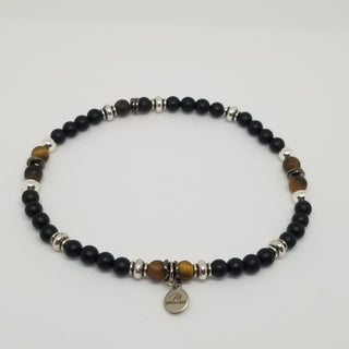 THE PRECIOUS PETITE EXCLUSIVE COLLECTION - Black Onyx and Gold Tiger Eye IN Silver