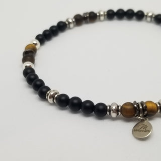 THE PRECIOUS PETITE EXCLUSIVE COLLECTION - Black Onyx and Gold Tiger Eye IN Silver