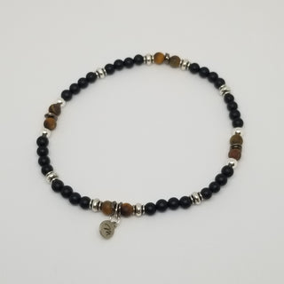 THE PRECIOUS PETITE EXCLUSIVE COLLECTION - Black Onyx and Gold Tiger Eye IN Silver