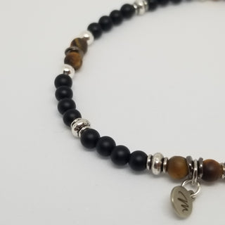 THE PRECIOUS PETITE EXCLUSIVE COLLECTION - Black Onyx and Gold Tiger Eye IN Silver