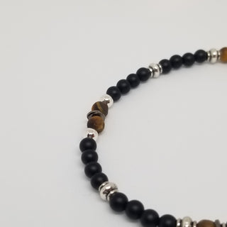 THE PRECIOUS PETITE EXCLUSIVE COLLECTION - Black Onyx and Gold Tiger Eye IN Silver