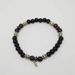 Garnet, Black Onyx & Hematite (6mm) Silver Bracelet