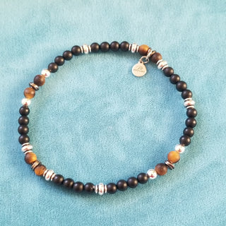 THE PRECIOUS PETITE EXCLUSIVE COLLECTION - Black Onyx and Gold Tiger Eye IN Silver