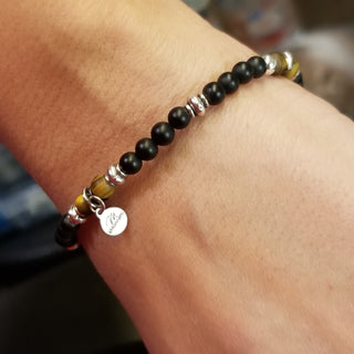 THE PRECIOUS PETITE EXCLUSIVE COLLECTION - Black Onyx and Gold Tiger Eye IN Silver