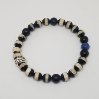 Tibetan [Black & White] and Black Onyx With an Element of Lapis Lazuli Bracelet