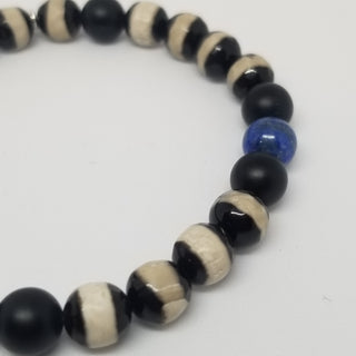 Tibetan [Black & White] and Black Onyx With an Element of Lapis Lazuli Bracelet