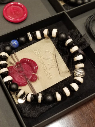 Tibetan [Black & White] and Black Onyx With an Element of Lapis Lazuli Bracelet