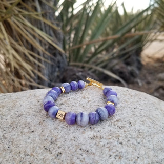 Purple Lace Jasper  Hexi Toggle Bracelet