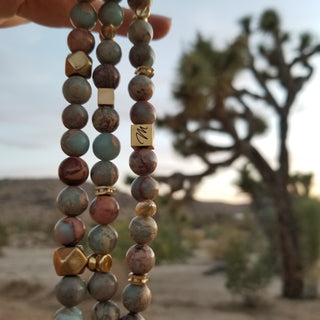 Snake Skin Jasper  Matt Spike (10mm ) Matt Toggle Bracelet