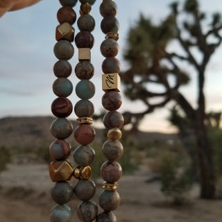 Snake Skin Jasper  Matt Spike (10mm ) Matt Toggle Bracelet