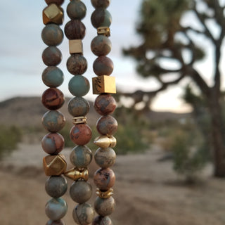 Snake Skin Jasper  Matt Spike (10mm ) Matt Toggle Bracelet