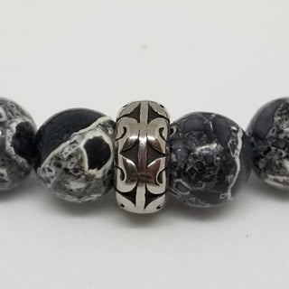 Black Sea Sediment SS Tire Charm (8mm) Bracelet