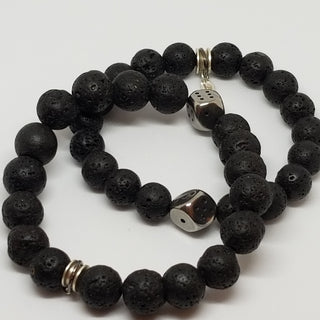 Black Lava SS Dice Bracelet