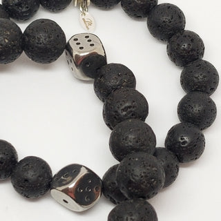 Black Lava SS Dice Bracelet