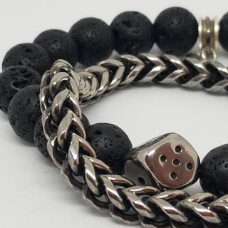 Black Lava SS Dice Bracelet