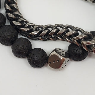 Black Lava SS Dice Bracelet