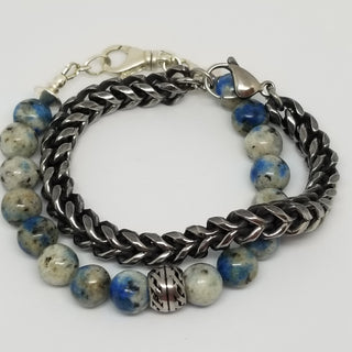 K2 Azurite Sterling Silver Clasp (10mm)Bracelet