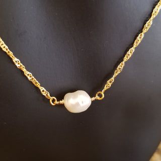 Pearl Necklace with CZ Moon