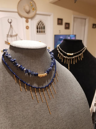 Lapis Lazuli (4mm Faceted) Chain Drop Necklace