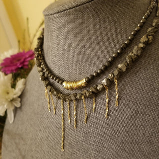 Pyrite (Rough) Chain Drop Adjustable Necklace