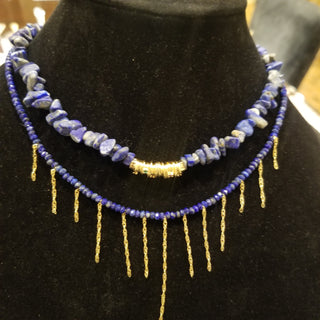 Lapis Lazuli (4mm Faceted) Chain Drop Necklace