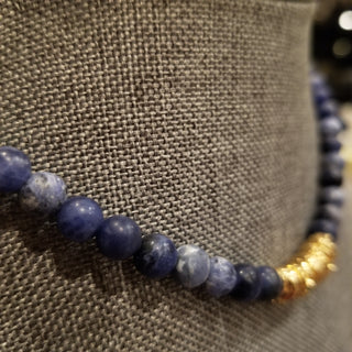 Sodalite Wire Wrap Cylinder Charm Adjustable Choaker Necklace