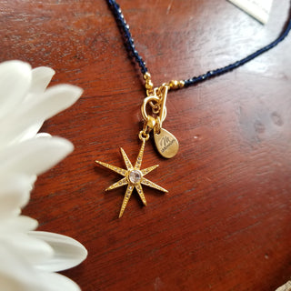 Sapphire 18K Gold FilledToggle Necklace With CZ Guiding Star