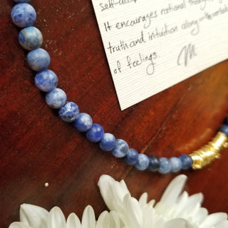 Sodalite Wire Wrap Cylinder Charm Adjustable Choaker Necklace