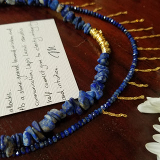 Lapis Lazuli (Organic) Wire Wrap Cylinder Charm Adjustable Choaker Necklace