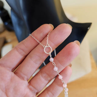 Rose Quartz x Sterling Silver Lariat Necklace