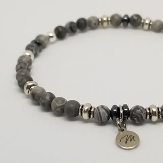 The Precious Petite Exclusive Collection in Silver - Gray Map Jasper