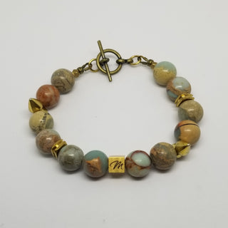 Snake Skin Jasper  Matt Spike (10mm ) Matt Toggle Bracelet