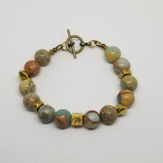 Snake Skin Jasper  Matt Spike (10mm ) Matt Toggle Bracelet