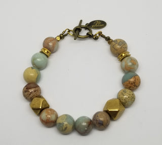 Snake Skin Jasper  Matt Hexi (10mm ) Matt Toggle Bracelet