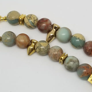 Snake Skin Jasper  Shiny Spike (10mm ) Shiny Toggle Bracelet