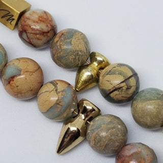 Snake Skin Jasper  Shiny Spike (10mm ) Shiny Toggle Bracelet