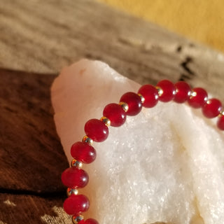 Garnet Gold Filled Toggle Bracelet with Pearl Dangle