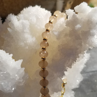 Rutile Quartz (Golden) Gold Filled Toggle Bracelet with Pearl Dangle