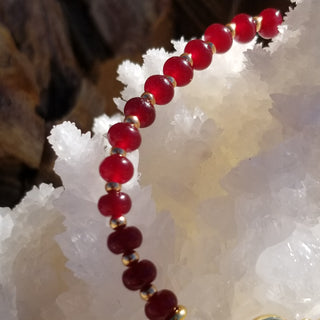 Garnet Gold Filled Toggle Bracelet with Pearl Dangle