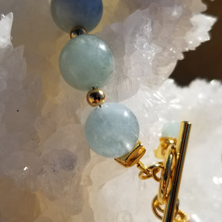 Aquamarine 18K Gold Filled Toggle (12mm) Bracelet