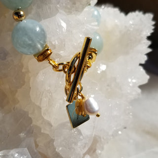 Aquamarine 18K Gold Filled Toggle (12mm) Bracelet