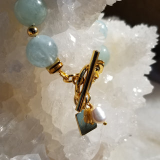 Aquamarine 18K Gold Filled Toggle (12mm) Bracelet