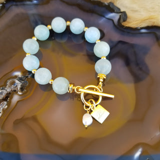 Aquamarine 18K Gold Filled Toggle (12mm) Bracelet